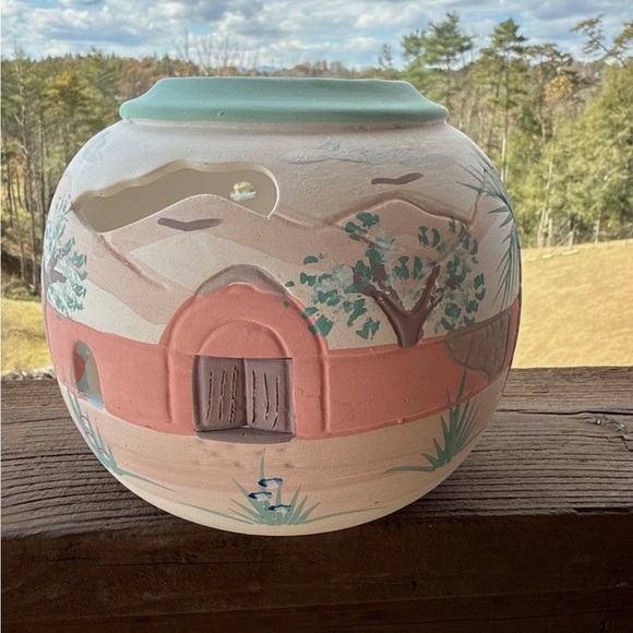 Hand-Painted Southwestern Ceramic Vase - Picture 2 of 5
